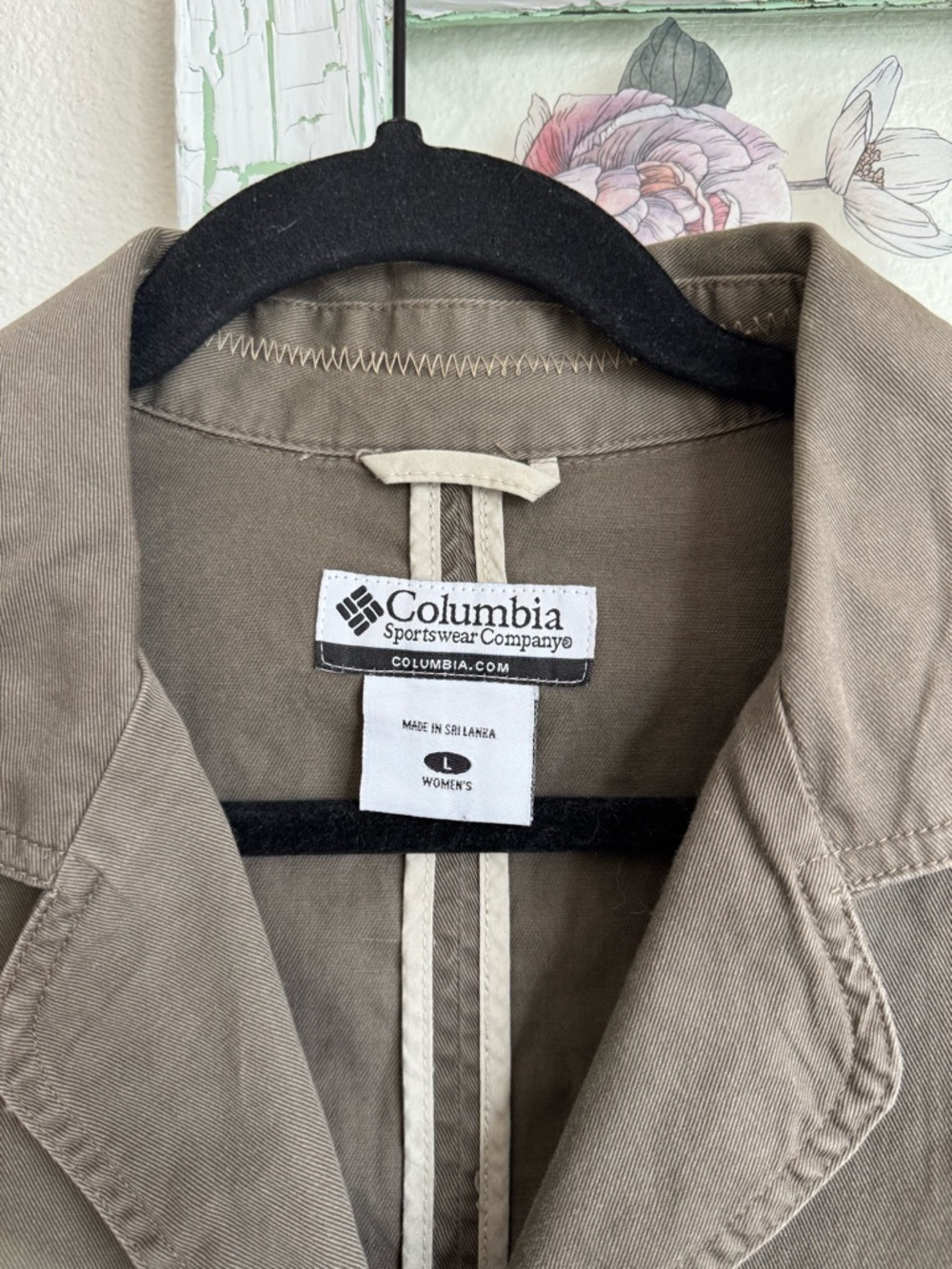 Columbia Olive Utility Blazer with Brown Shoulder Trim Size Large - Picture 3 of 4